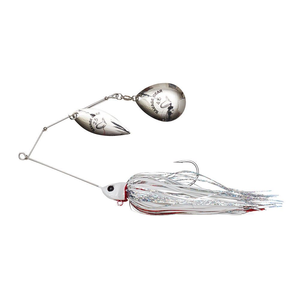 Savage Gear DA’BUSH SPINNERBAIT WHITE SILVER HOLO FLAME 14cm 21Gram 2 Savage Gear DA’BUSH SPINNERBAIT WHITE SILVER HOLO FLAME 14cm 21Gram